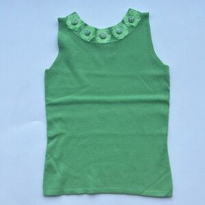 Vintage y2k embroidered flowers‎ sweater tank feminine base layer dainty
